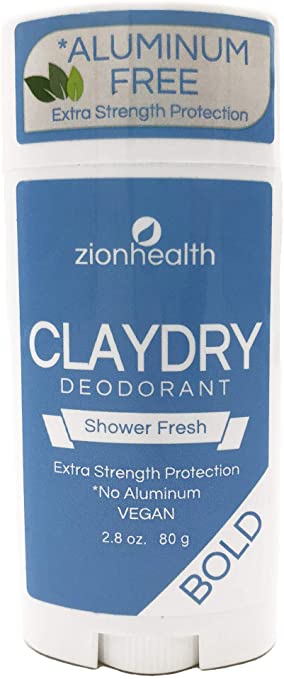 Clay Dry Bold Deodorant Shower Fresh Zion Health 2.8 oz Stick