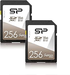 Silicon Power 2-Pack 256GB V60 R/W Up to 280/170 MB/s Superior Pro UHS-II SDXC Memory Card