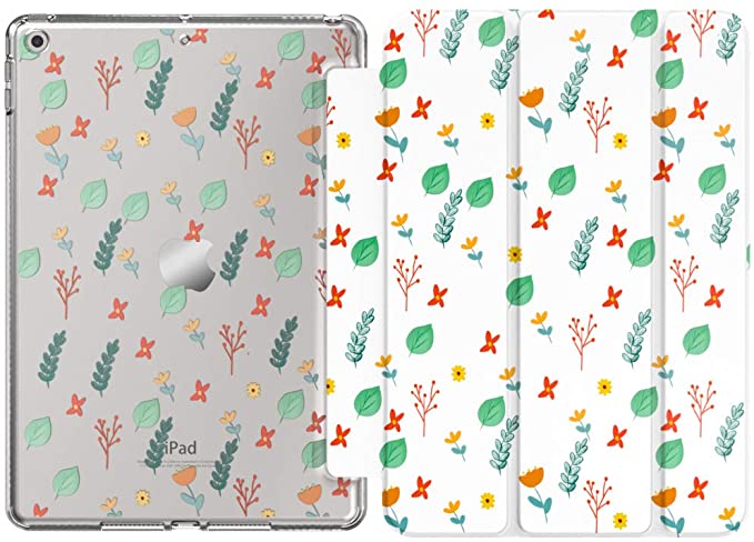 MoKo Case Fit New iPad 8th Generation 10.2" 2020/iPad 7th Gen 2019, iPad 10.2 Case with Stand,Soft TPU Translucent Frosted Back Cover Shell for iPad 10.2 inch, Auto Wake/Sleep,Pink Green Flower Pattan