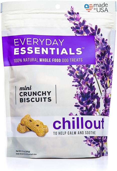 Isle of Dogs - Everyday Essentials Chillout Mini Oven Baked Dog Treats - Calming Lavender and Lemon Balm - Crunchy Bone-Shaped Biscuits with Natural Wholesome Ingredients - Made in The USA - 12 Oz