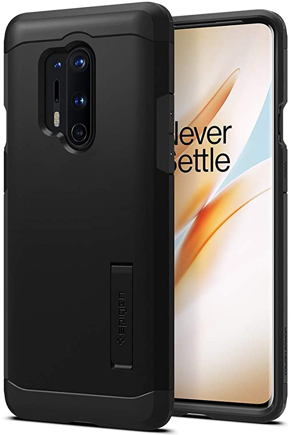 Spigen, Tough Armor, Compatible with OnePlus 8 Pro, Dual Layer Hybrid Drop Protection Enhanced Kickstand Phone Cover for OnePlus 8 Pro - Black