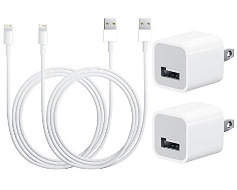 SHD Technologies Inc Charge Power Wall adapter units and foot usb data charging cables for iphone 5/5s/5c/se/6/6s/plus/se/7 ios 10 (White)