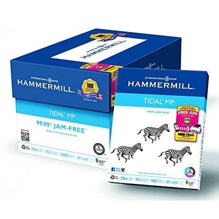 Hammermill Paper, Tidal MP, 20lb, 8.5 x 11, Letter, 92 Bright, 5,000 Sheets /10 Ream Case (162008C), Made in the USA
