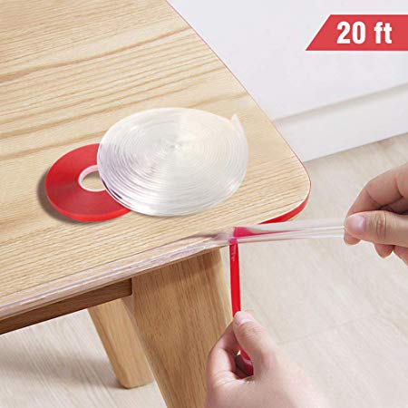 Transparent Corner Guards, 20 Feet Furniture Table Edge Protectors Soft Silicone Bumper Strip with Double-Sided Tape for Furniture Edge & Sharp Corners Baby Proofing