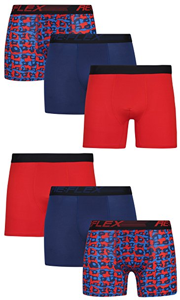 Re:Flex Men's Active Performance Boxer Briefs Underwear (6 Pack)