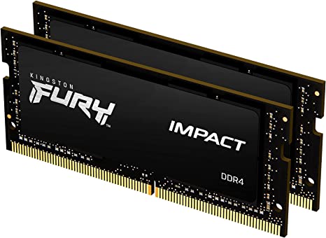 Kingston Fury Impact 32 GB (2 x 16 GB) 3200MHz DDR4 CL20 Laptop Memory Kit of 2 KF432S20IBK2/32, Black