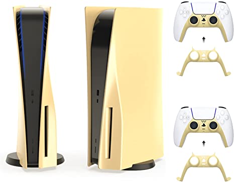 NexiGo PS5 Accessories Faceplate Set for Playstation 5 Disc Edition, ABS Anti-Scratch Dustproof Protective Shell Cover, Replacement Face Plate for PS5 Disc Edition (Gold)