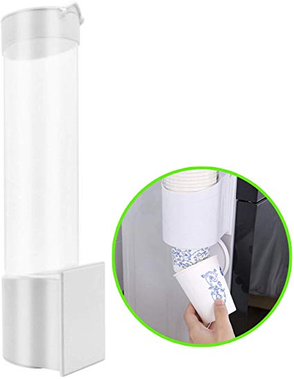 Cup Dispenser Pull Type with Anti-Dust Waterproof Paste or Screw Plate Mountable Cup Holder for Home Office Hospital