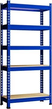 Storage Shelves - PrimeZone 5 Tier Adjustable Garage Storage Shelving, Heavy Duty Metal Storage Utility Rack Shelf Unit for Warehouse Pantry Closet Kitchen, 28" x 12" x 59", Blue