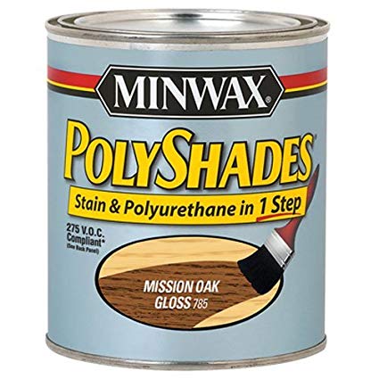 Minwax 217854444 Polyshades - Stain & Polyurethane in 1 Step, 275 VOC, 1/2 pint, Mission Oak, Gloss