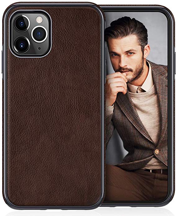 LOHASIC for iPhone (11 Pro Max) Case, Luxury Classy PU Leather Hybrid Slim Soft Anti-Slip Scratch-Resistant Full Protective Defender Men Phone Cover for Apple 6.5 iPhone 11 Pro Max (2019) Coffee