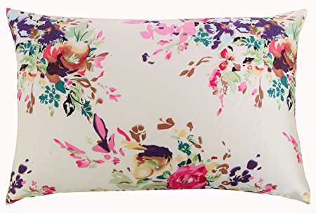 Silk Pillowcase for Hair and Skin with Hidden Zipper Chinese Pastel Water Colors Print Standard/Queen (pattern 5)