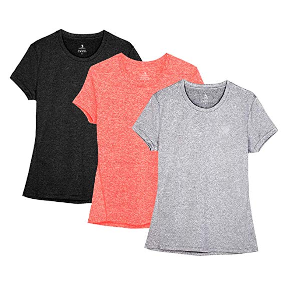 icyzone Workout Running Tshirts for Women - Fitness Athletic Yoga Tops Exercise Gym Shirts (Pack of 3)