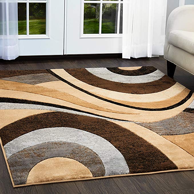 Home Dynamix Tribeca Slade Area Rug | Contemporary Living Room Rug | Bold Abstract Design | Warm-Inviting Feel | Brown-Gray 5'2 x 7'2