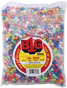 One Bag of 1 Lb Darice Pony Beads 9mm Pearlized Multi