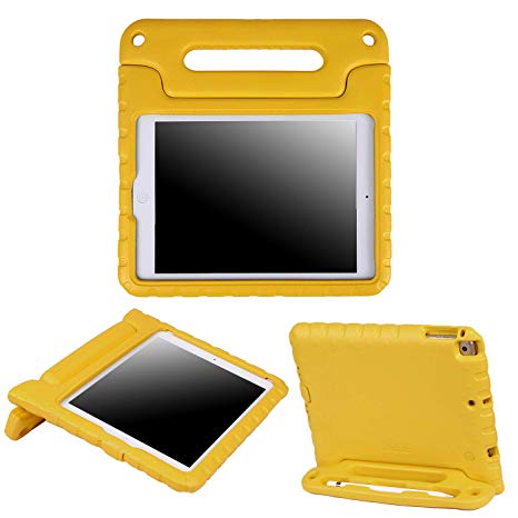 HDE Case for iPad 9.7 inch 2018 / 2017 Kids Shock Proof Bumper Cover Stand with Handle for New 6th Gen Apple Education iPad (Integrated Apple Pencil Holder) and 5th Generation iPad 9.7" - Yellow