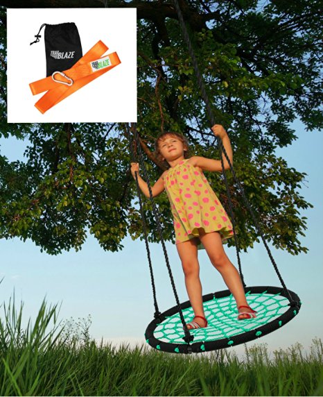 Best Tree Swing for Kids with Hanging Kit, XL Diameter 40", Outdoor Swings & Indoor Play Accessories, Highest Quality Rope Swing Seat- for Playground Equipment, Tire Swing   Hanging Hardware