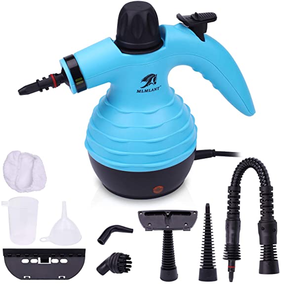 MLMLANT Handheld Steam Cleaner, 9 Accessories Multi-Purpose and Multi-Surface High Pressure Natural Steamer for Bathroom, Kitchen, Surfaces, Floor, Carpet, Grout and More