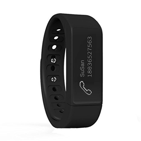 Dragon hub I5 Plus smart watch IP65 Smart Bracelet fitness tracker sport wrist Bluetooth 4.0 Pedometer Sleep Monitor 0.91'OLED TPU Wristband compatible with Android 4.4 or above and IOS 7.0 or above Smartphones (Black)