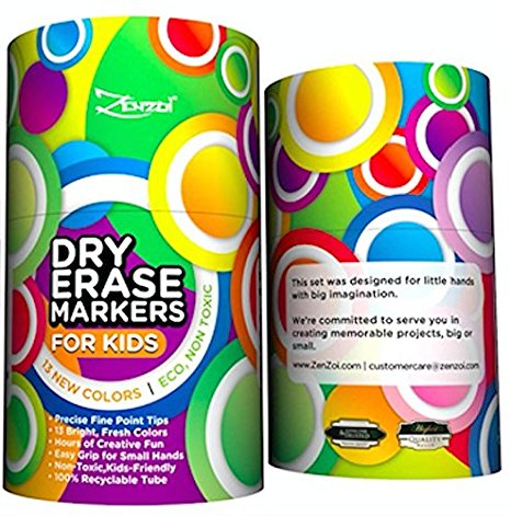 Dry Erase Markers for Kids Whiteboard Erasable Marker Pens Set Fine Tip Point - Eco Pen Pack with 13 Unique, Bright Colors -You Get FREE Gift eBook- For White Board Calendar Children School Supplies