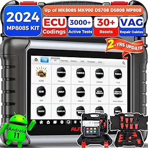 Autel MaxiPRO MP808S KIT: 2023 Codage ECU Avancé, Bidirectionnel Complet, 150€ Adaptateurs 11PCS, SUPÉRIEUR de MP808K DS808K, Identique À MS906 Pro MK906 Pro, Android 11 4G 64G Essai Actif 30  Service