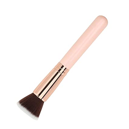 TRIXES Rose Gold Makeup Foundation Brush – Professional Cosmetic Kabuki Tool for Face Blending Cream Liquid or Powder Concealer Highlighter Make Up - Flat Top - Rose Gold