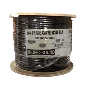 InstallerParts 500 Ft CAT 5E 350MHzHigh Performance CM/CL2 Type UL/CSA Listed Data Cable, Black Jacket