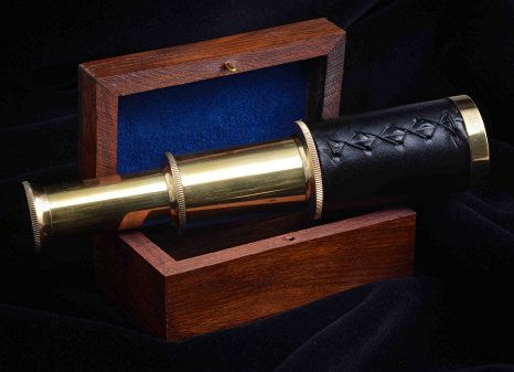 Handheld Brass Pirate Navigation Telescope with Wooden Box - by Explore (17")