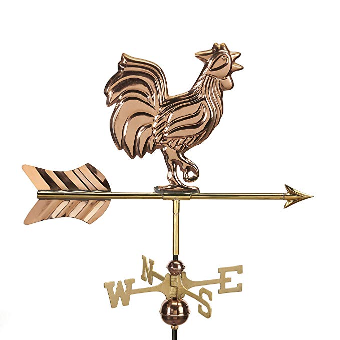 Good Directions 802PG Rooster Garden Weathervane, Polished Copper with Garden Pole