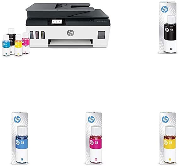 HP Smart -Tank Plus 651 Wireless All-in-One Ink -Tank Printer | up to 2 Years of Ink in Bottles | Auto Document Feeder | Mobile Print, Scan, Copy (7XV38A) with Additional Ink Bottles - 4 Colors