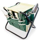 GardenHOME Folding Stool with Tool Bag and 5 Tools Garden Tool Set All-in-one