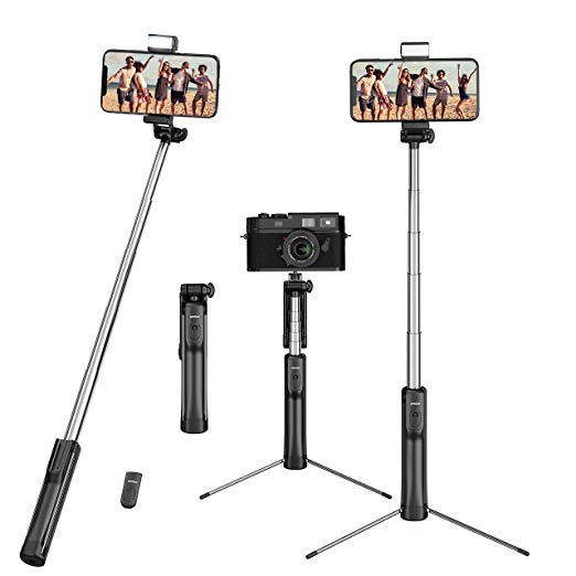 Selfie Stick, Mpow 3 Level Fill Light Phone & Camera 3 in 1 Extendable Tripod Selfie Stick Monopod with Bluetooth Remote, Compatible for iPhone Xs max/XS/XR/X/8/8plus, Sumsung S9/note9/S9 /S8/s8, Huawei, GoPro and More
