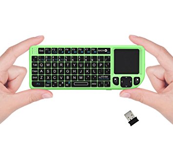 FAVI FE01 2.4GHz Wireless USB Mini Keyboard with Mouse Touchpad, Laser Pointer - USA Version (Warranty) - Green (FE01-GR)