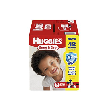 Huggies Snug and Dry Diapers, Size 5, 136 Count