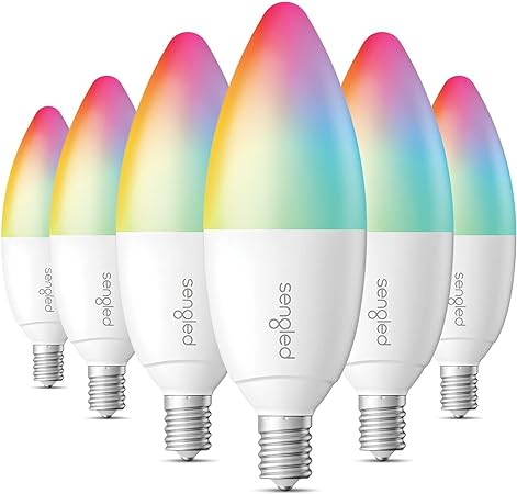 Sengled Zigbee Smart Candelabra Bulbs, Hub Required, Dimmable Multicolor E12 LED Candle Light Bulb Work with Alexa Echo(4th Gen), Echo Plus, Google/SmartThings, Voice/APP Control, 450 LM/40W Eqv. 6PK