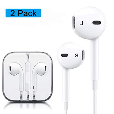 Theirste Earphones, In-Ear Earbuds with Built-in Mic Noise Cancelling Earphones ,Earphones with Microphone Stereo Compatible Volume Control Phone X/ 8/ 8 Plus/ 7 Plus/ 7/ 6s/ 6 Plus/ 5s/ 5/ 4s/ 4/ (2 Pack)