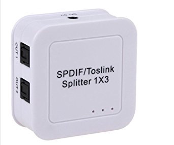 Kangcheng TOSLINK Digital Optical Audio 1x3 Splitter One Input Three Outputs with Power Adapter