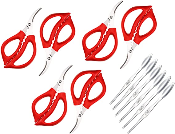 Seafood Scissors and Lobster Forks For Fish Crab Lobster Crab Lobster Scissors Set of 12 Pcs