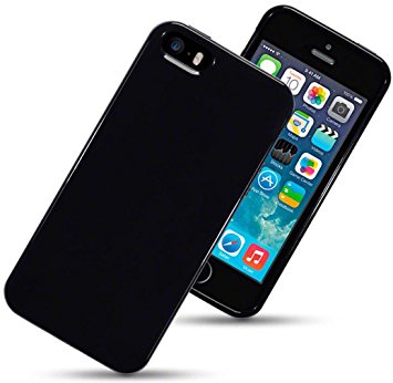 iPhone SE Case - Silicone Gel Cover Solid Black Protective Bumper Shockproof TPU For Apple iPhone 5 - iPhone 5S - iPhone SE - iPhone 5SE - iPhone Special Edition The Keep Talking Shop