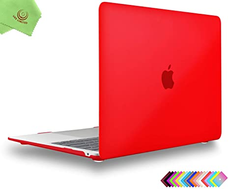 UESWILL Matte Hard Case Cover for 2020 2019 2018 MacBook Air 13 inch M1 Retina Display & Touch ID & USB-C Model A2337 A2179 A1932   Microfiber Cloth, Red