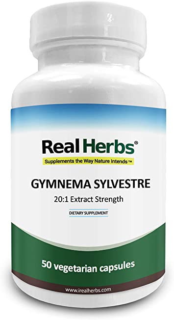 Real Herbs Gymnema Sylvestre 20:1 Extract 700mg - 50 Vegetarian Capsules