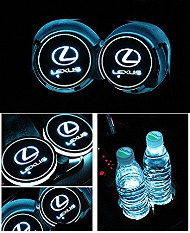 Car Logo LED Cup Pad led cup coaster USB Charging Mat Luminescent Cup Pad LED Mat Interior Atmosphere Lamp Decoration Light (Lexus)