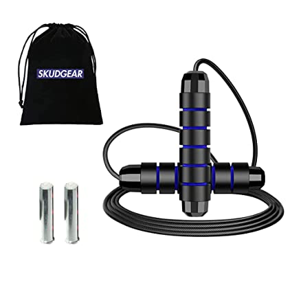 Skudgear Tangle-free Skipping Rope With Removable Weights & Carry Bag for Men, Women & Children – Jump Rope for Skipping, Jumping, Exercise, Workout & Weight Loss