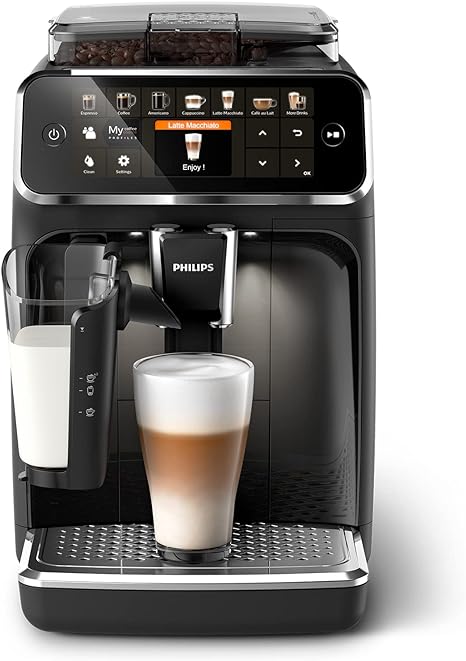 Philips 5400 Series EP5441 / 50 Fully Automatic Coffee Machine, 12 Coffee Specialties (LatteGo Milk System) matt Black/Piano Lacquer Black Arena