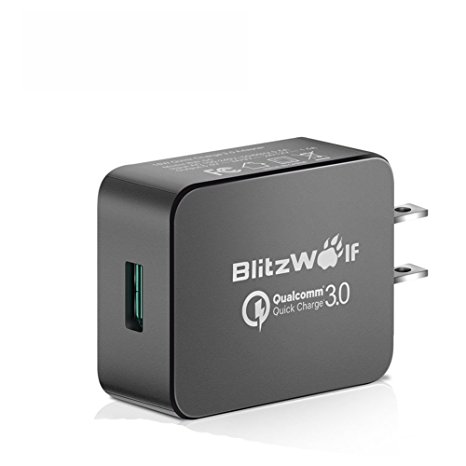 Qualcomm Quick Charge 3.0 Charger, BlitzWolf QC3.0 18W USB Wall Charger Adapter Backwards Compatible with QC2.0 for Letv Max Pro, Samsung S7 Edge, LG G5, HTC One A9 (Black)
