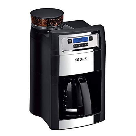 KRUPS KM785D50 Grind and Brew Auto-Start Maker with Builtin Burr Coffee Grinder, 10-Cups, Black