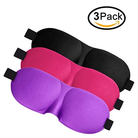 Sleep Mask,Pack of 3 Eye mask by RXD for Sleeping Comfortable Super Soft Large Adjustable 3D Contoured Eye Masks for Sleeping,100% Silk Sleep Mask for A Full Night's Sleep