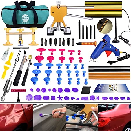 GLISTON DIY Paintless Dent Repair Kit 89pcs Dent Puller Slide Hammer PDR Tools for Car Hail Damage Dent & Ding Remover