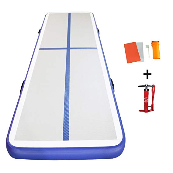 Darget Gymnastic Air Track Tumbling Mat with Free Pump for Home Use, Cheerleading, Water, Park and Beach