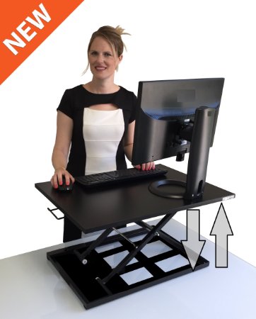X-ELITE PRO Height Adjustable Sit  Stand Desk - Converts your Existing Desk or Cube into a Standing Desk Black
